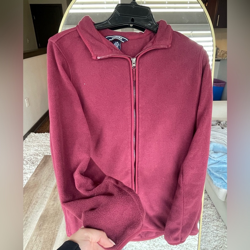 Lands' End Full-Zip Fleece Jacket in Burgundy